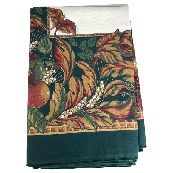 Holiday Tobin Harvest Oblong Tablecloth 52" X 70" Golden Harvest Green Autumn - Picture 5 of 6